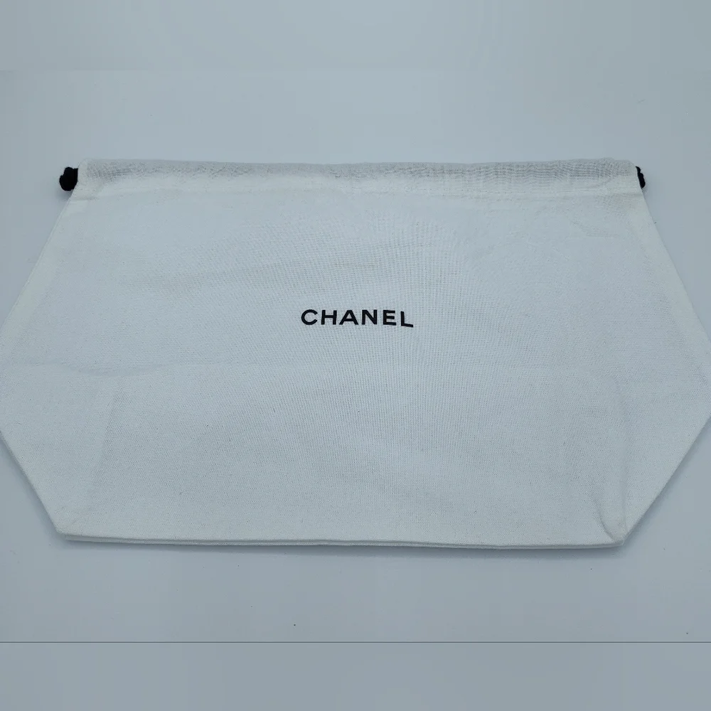 CHANEL White Drawstring Dust Bags Set Of 3 Travel Storage Pouches Authentic NEW - Picture 7 of 8